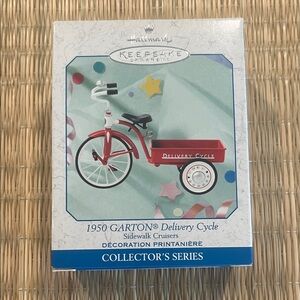 Hallmark 1950 Garton Die-Cast Delivery Cycle Ornament, #3 in series, UNOPENED